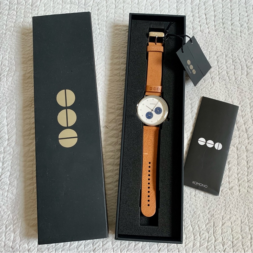 NWT Komono The Walther Camel Unisex Watch Leather Strap - Picture 2 of 9